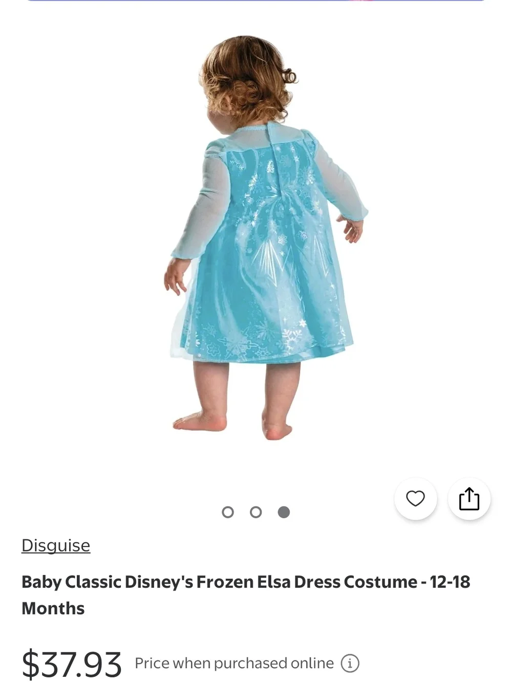 Disney Frozen Elsa Baby Dress Costume in Light Blue